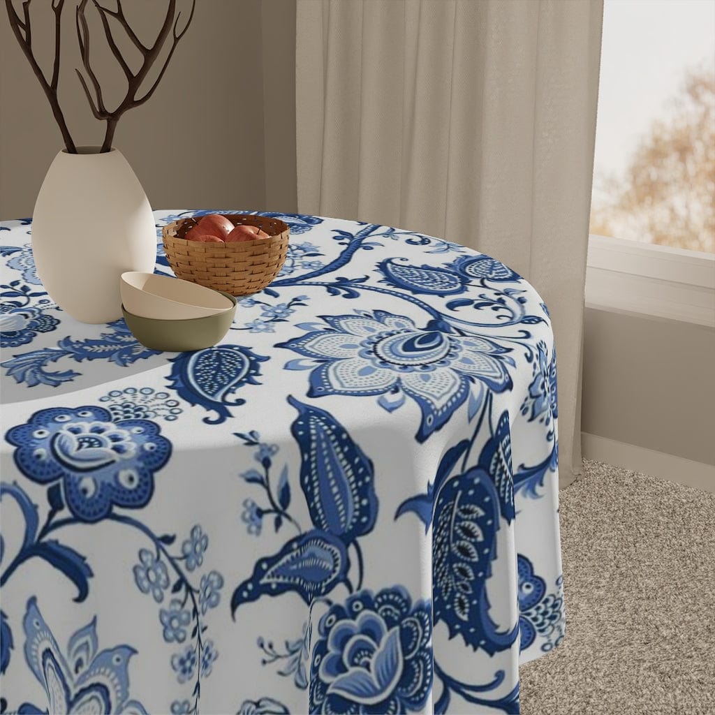 Kate McEnroe New York Luxury Blue and White Floral Chinoiserie TableclothTablecloths32529606862119922699