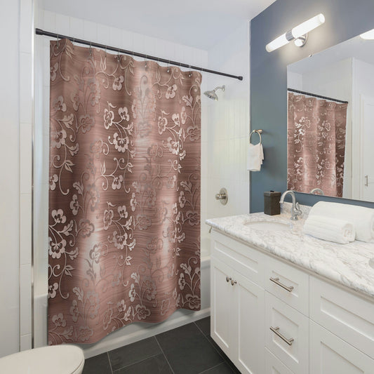 Kate McEnroe New York Luxury Floral Rose Gold Retro Shower Curtains Home Decor 71" × 74" 20651507841774186048