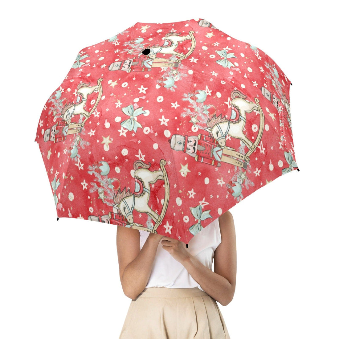 interestprint Magical Nutcracker Semi-Automatic Foldable Umbrella Umbrellas One Size D2842161