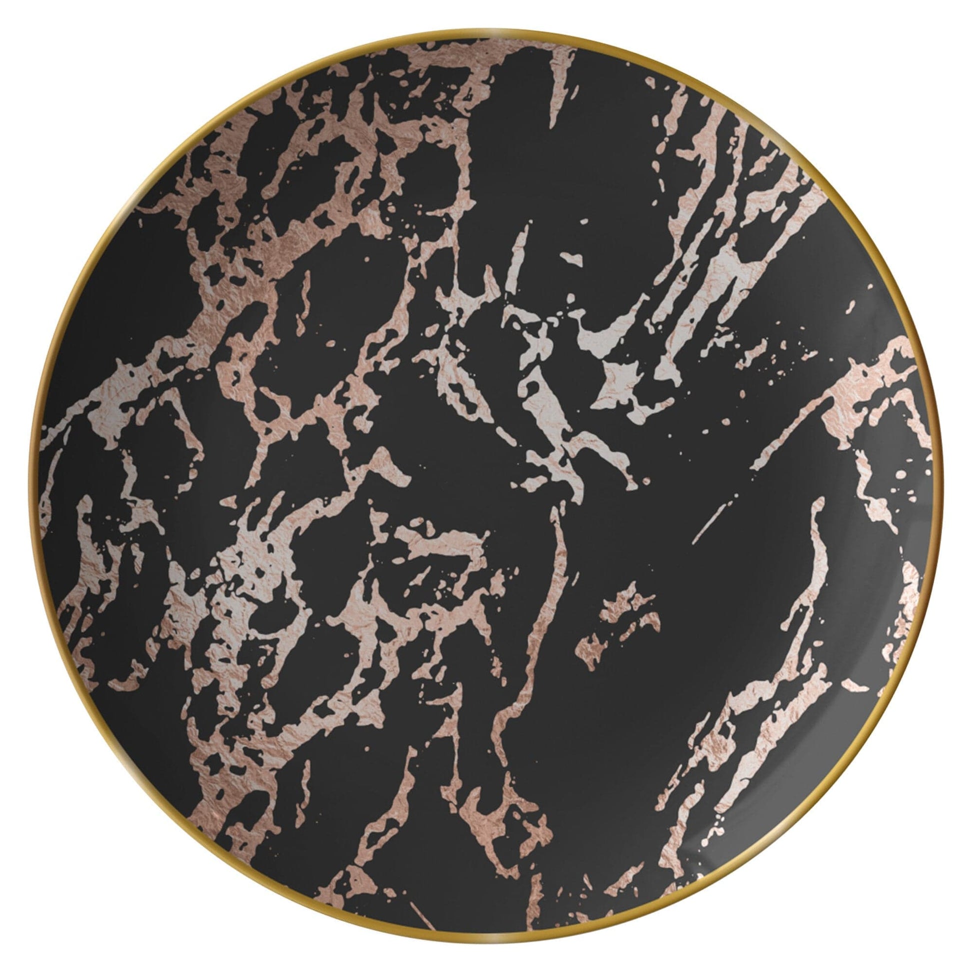 Kate McEnroe New York Marble Dinner Plate in Black Blush with Gold Rim Plates