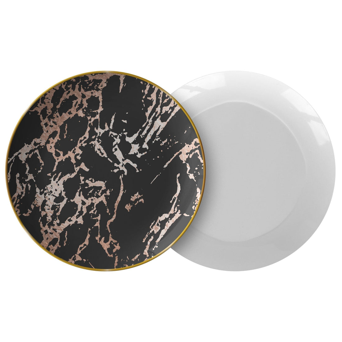 Kate McEnroe New York Marble Dinner Plate in Black Blush with Gold RimPlatesP20 - GRM - MAR - 33S
