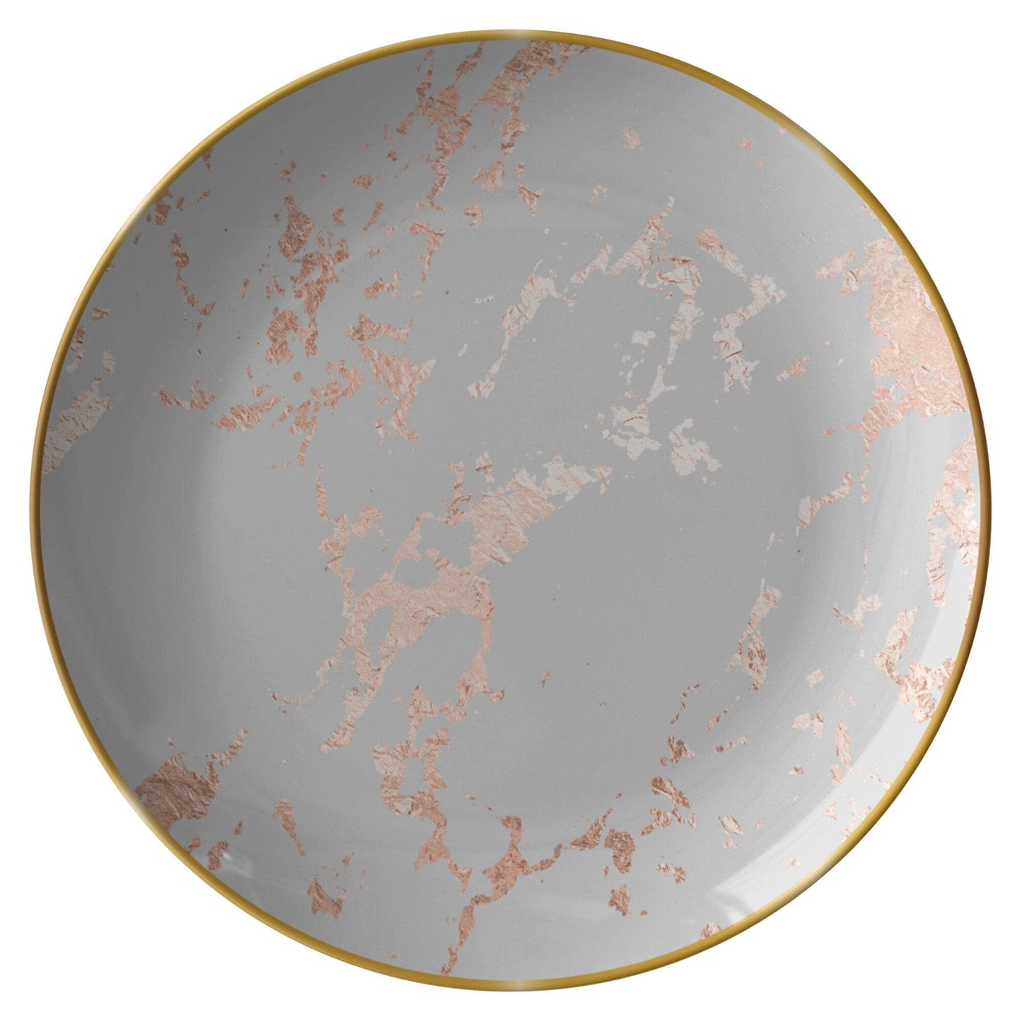 Kate McEnroe New York Marble Dinner Plate in Light Grey Blush with Gold Rim Plates