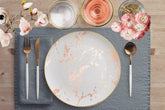 Kate McEnroe New York Marble Dinner Plate in Light Grey Blush with Gold RimPlatesP20 - MAR - GRA - 39S