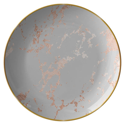 Kate McEnroe New York Marble Dinner Plate in Light Grey Blush with Gold RimPlatesP20 - MAR - GRA - 39S