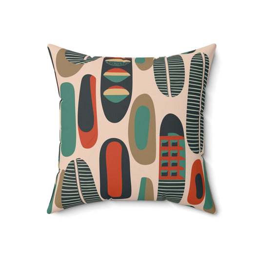 Kate McEnroe New York MCM Abstract Throw Pillow, Retro Chic Cushion Cover, Organic Shapes Pillow Sham, Mid-Century Modernist Decor Throw Pillows 18" × 18" 64804691223187777584
