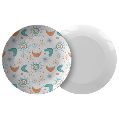 Kate McEnroe New York MCM Atomic Boomerang Starburst Dinner Plate, Retro Sputnik Mid Century Modern Teal, Orange DinnerwarePlates9820SINGLE