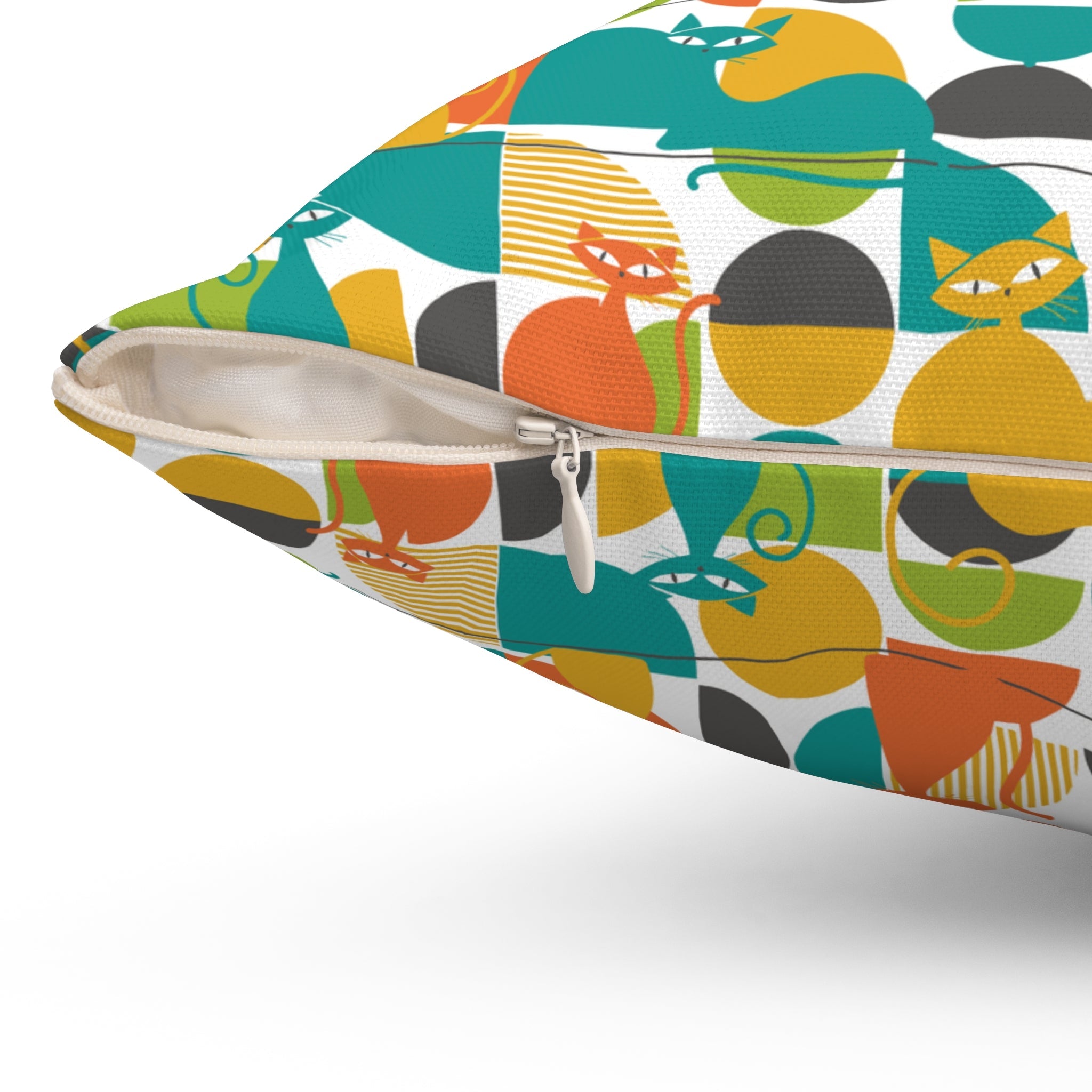 Kate McEnroe New York MCM Atomic Cat Retro Geometric Throw Pillow, 50s Mod CushionThrow Pillows15718828287161711903
