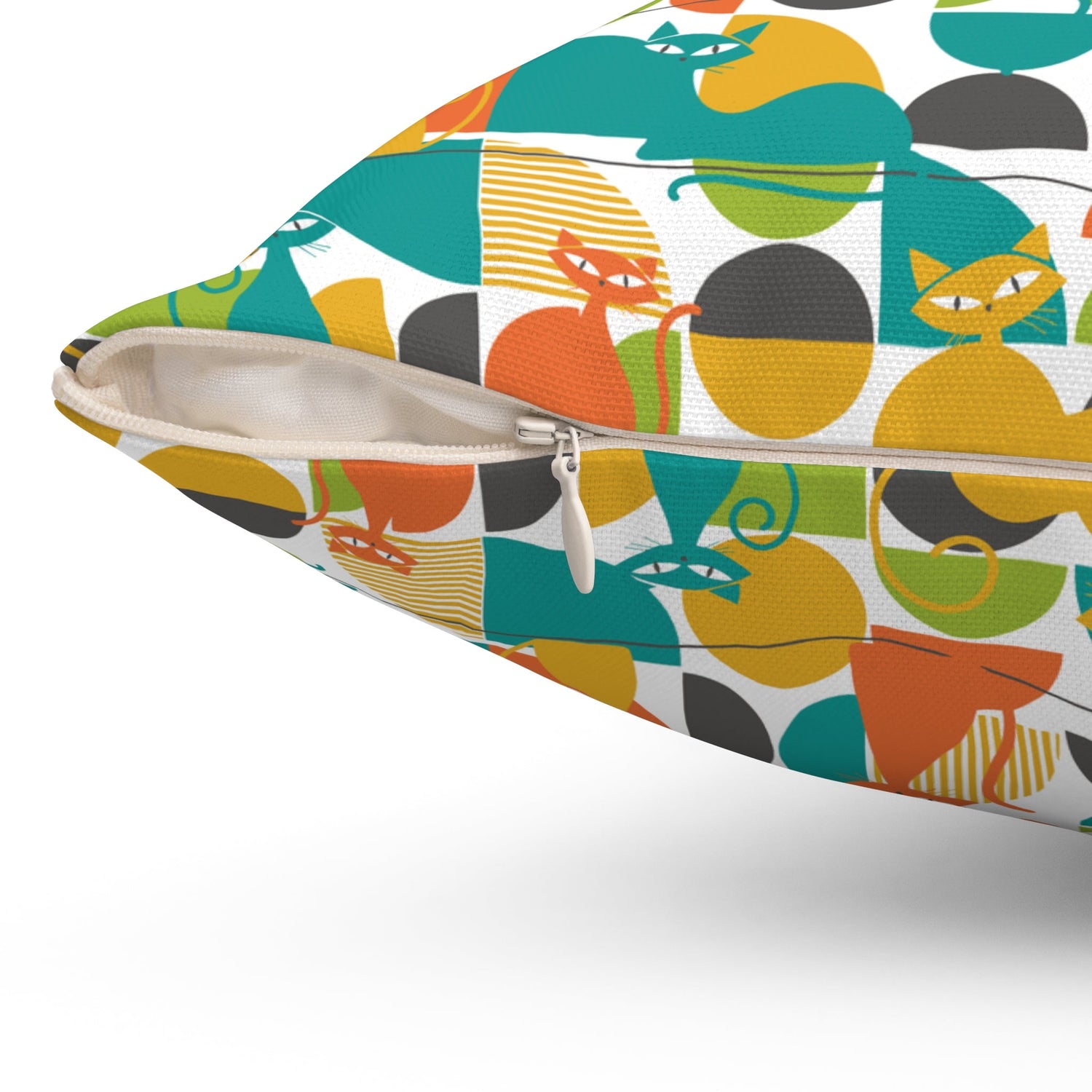 Kate McEnroe New York MCM Atomic Cat Retro Geometric Throw Pillow, 50s Mod CushionThrow Pillows15718828287161711903