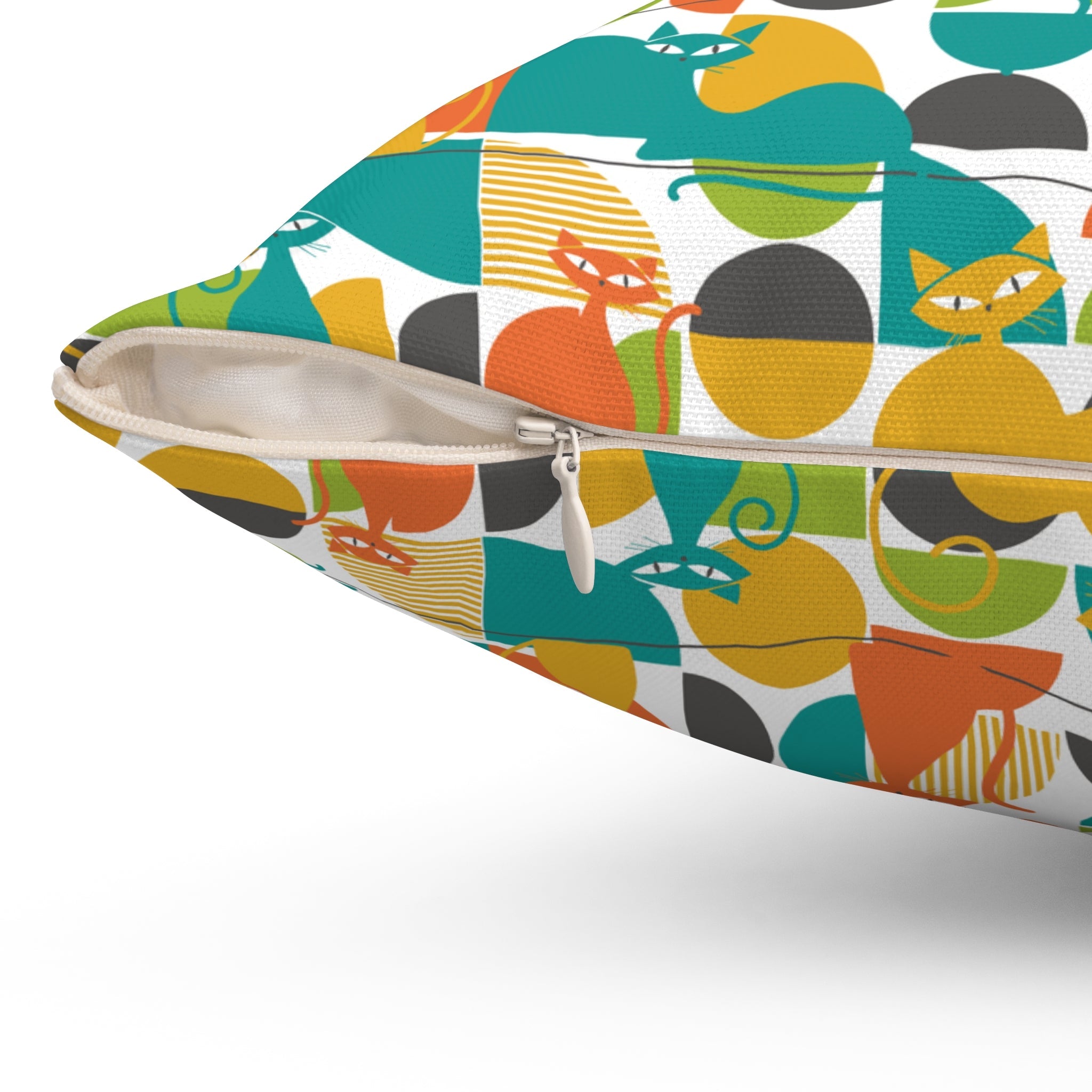 Kate McEnroe New York MCM Atomic Cat Retro Geometric Throw Pillow, 50s Mod CushionThrow Pillows15718828287161711903