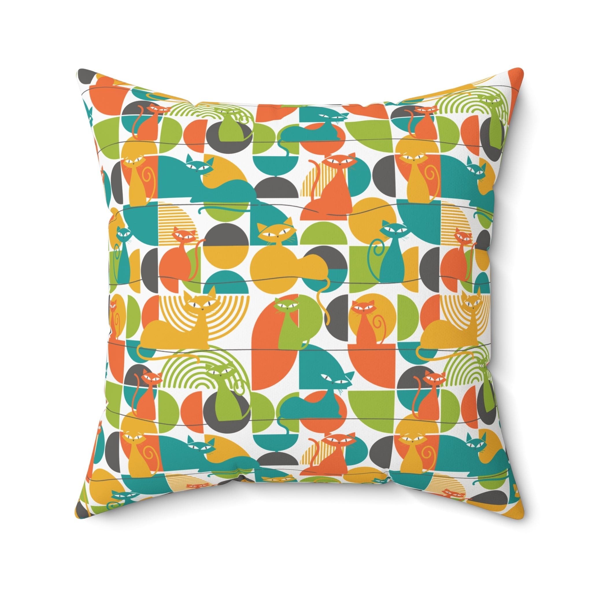 Kate McEnroe New York MCM Atomic Cat Retro Geometric Throw Pillow, 50s Mod CushionThrow Pillows15718828287161711903