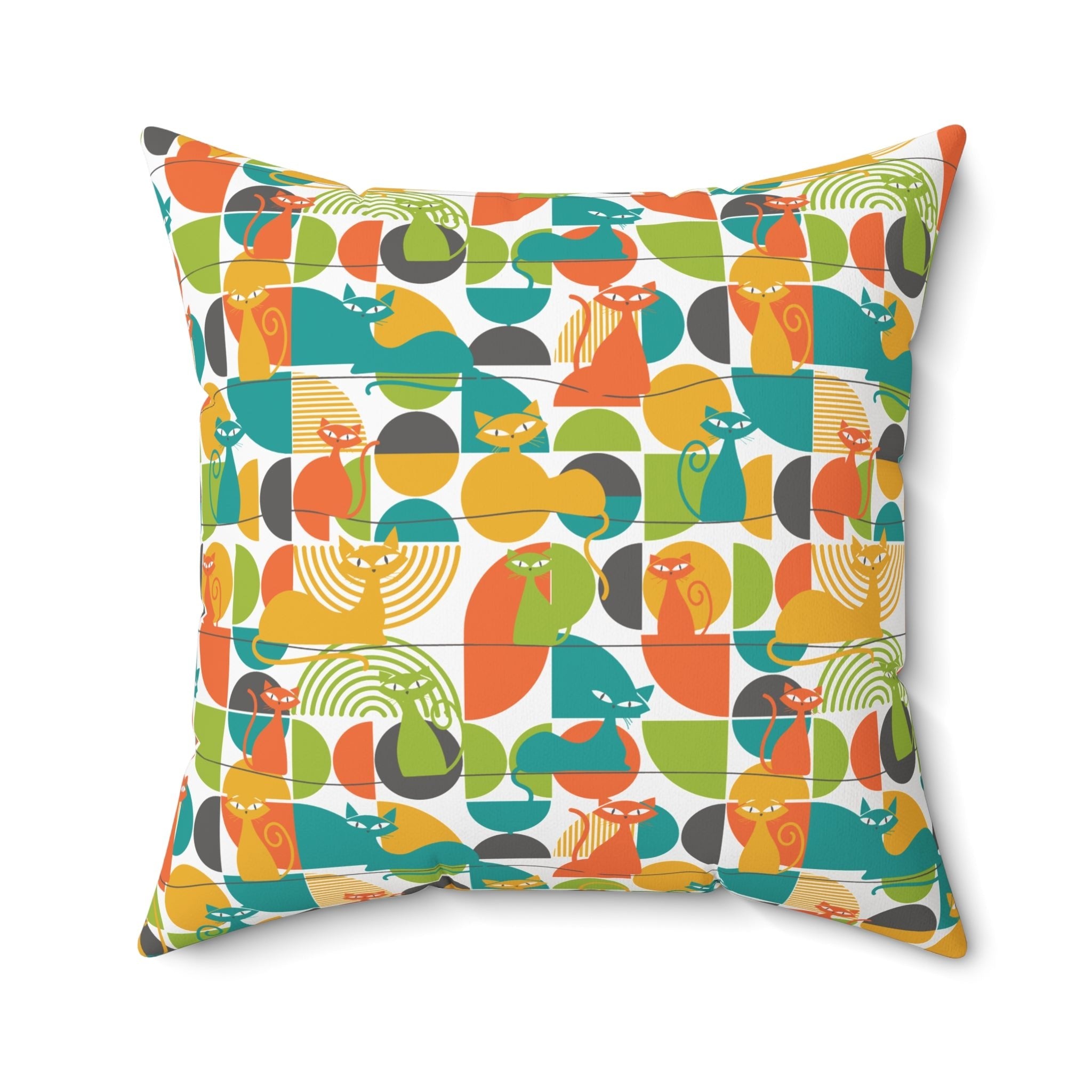 Kate McEnroe New York MCM Atomic Cat Retro Geometric Throw Pillow, 50s Mod CushionThrow Pillows15718828287161711903