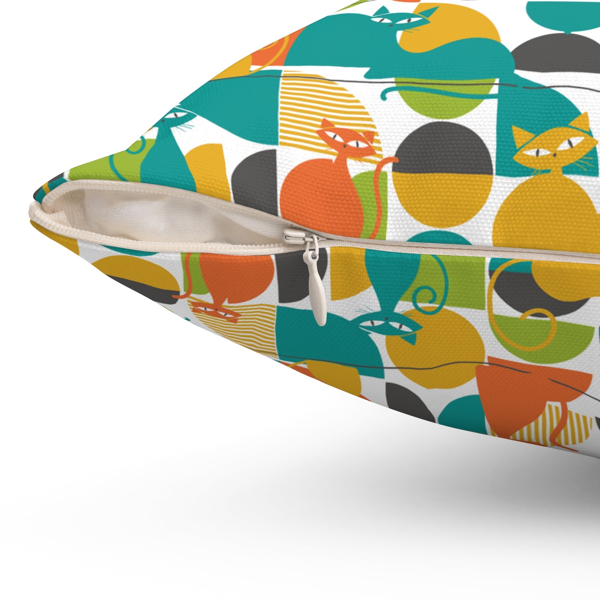 Kate McEnroe New York MCM Atomic Cat Retro Geometric Throw Pillow, 50s Mod CushionThrow Pillows15718828287161711903