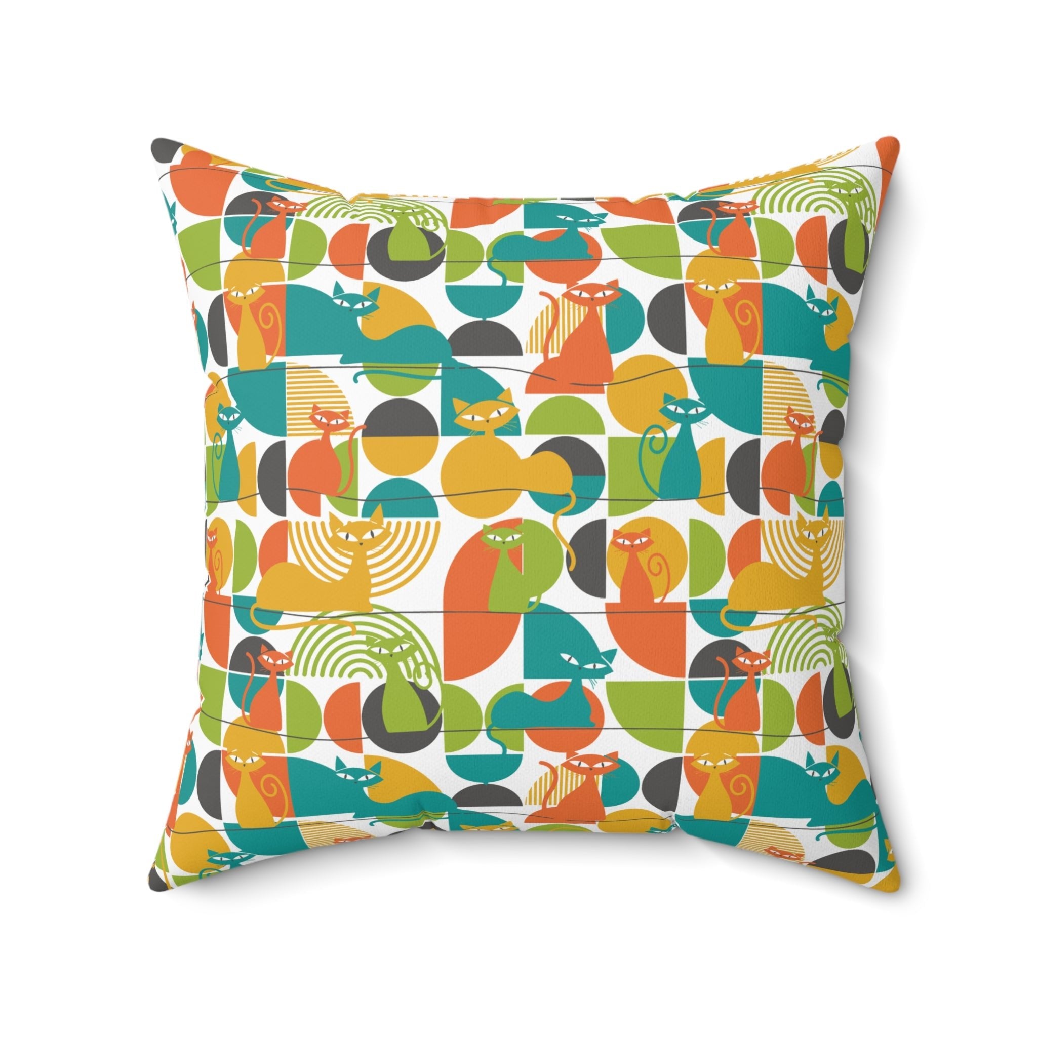Kate McEnroe New York MCM Atomic Cat Retro Geometric Throw Pillow, 50s Mod CushionThrow Pillows15718828287161711903