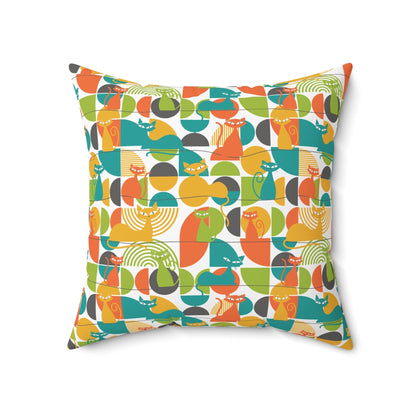 Kate McEnroe New York MCM Atomic Cat Retro Geometric Throw Pillow, 50s Mod CushionThrow Pillows15718828287161711903