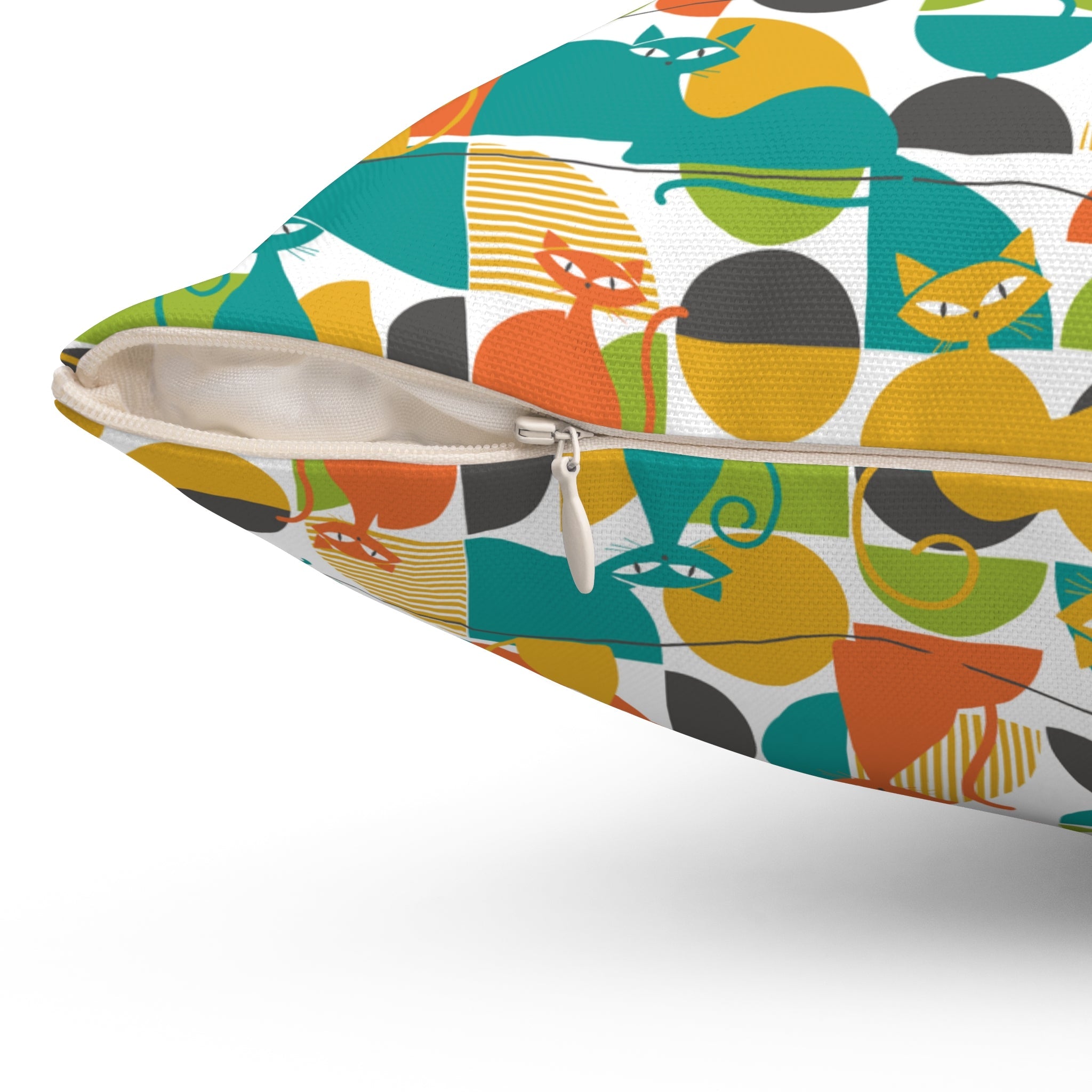 Kate McEnroe New York MCM Atomic Cat Retro Geometric Throw Pillow, 50s Mod CushionThrow Pillows15718828287161711903