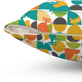 Kate McEnroe New York MCM Atomic Cat Retro Geometric Throw Pillow, 50s Mod CushionThrow Pillows19505167807994546690
