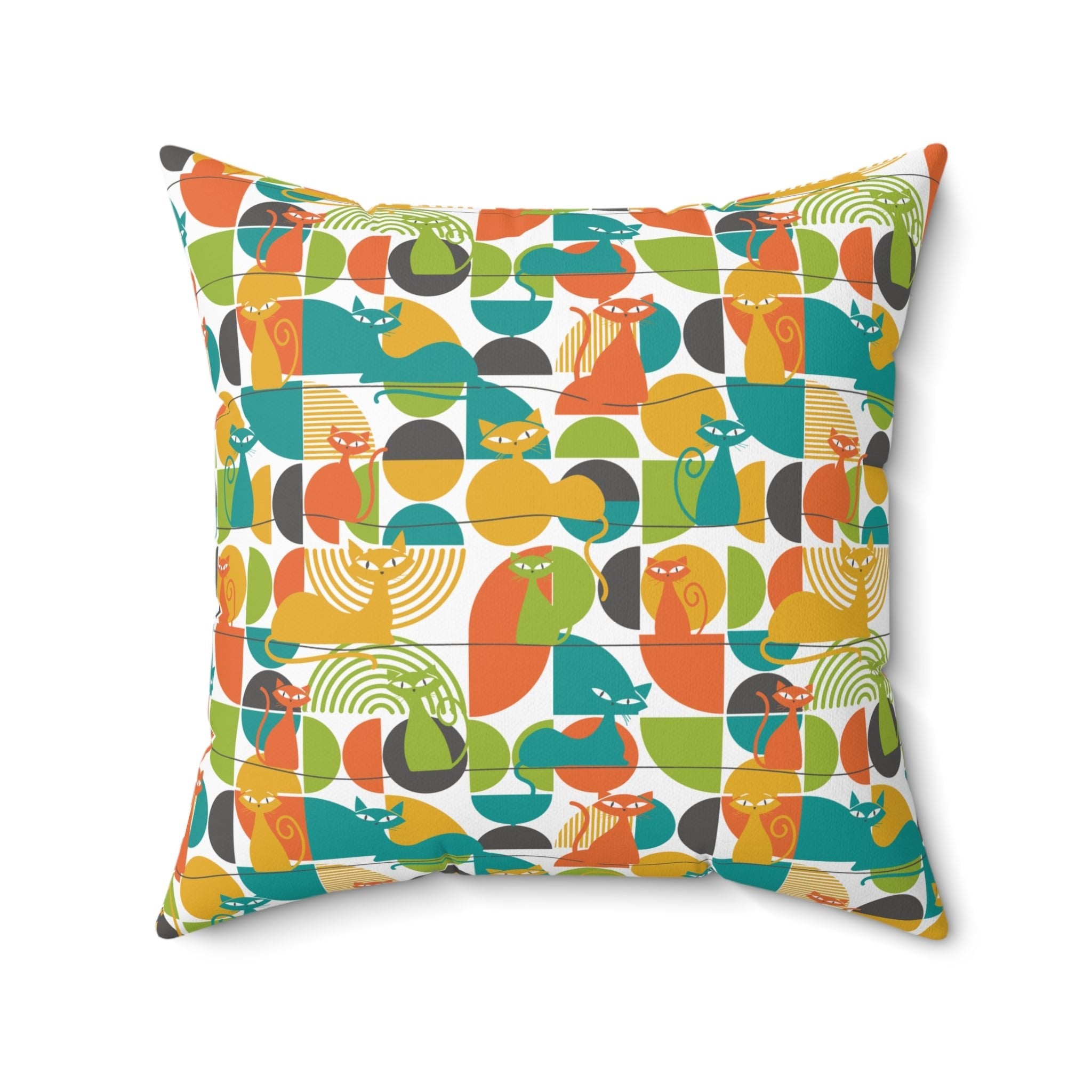 Kate McEnroe New York MCM Atomic Cat Retro Geometric Throw Pillow, 50s Mod CushionThrow Pillows20594372516282661087