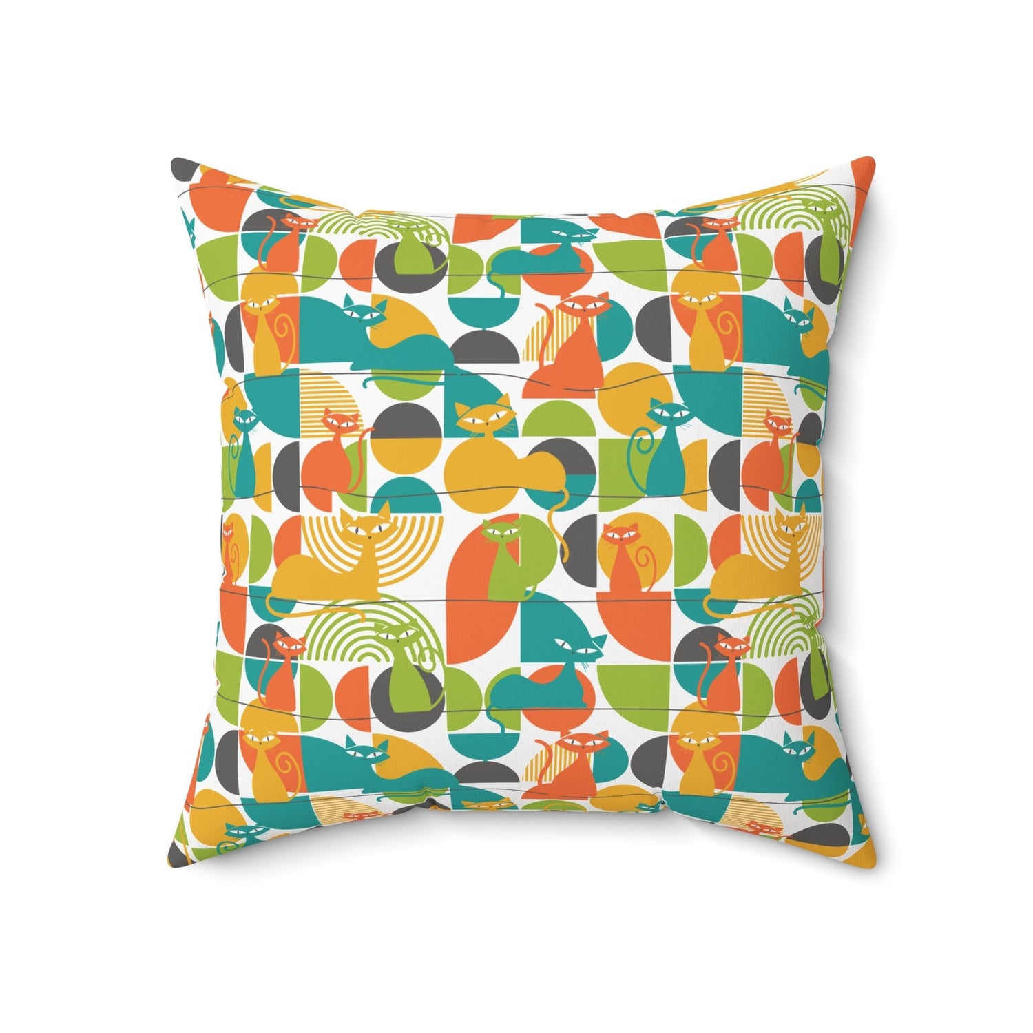 Kate McEnroe New York MCM Atomic Cat Retro Geometric Throw Pillow, 50s Mod CushionThrow Pillows47389148982756553891