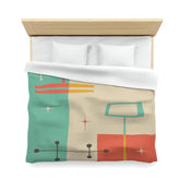 Kate McEnroe New York MCM Atomic Starburst Duvet Cover, Retro Geometric Abstract Teal, Burnt Orange Cream, Mustard Yellow Queen, King, Twin, Twin XL BeddingDuvet Covers3285493940