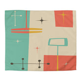 Kate McEnroe New York MCM Atomic Starburst Duvet Cover, Retro Geometric Abstract Teal, Burnt Orange Cream, Mustard Yellow Queen, King, Twin, Twin XL BeddingDuvet Covers3285493940