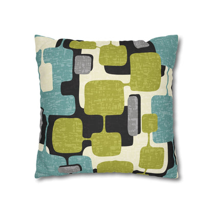 Kate McEnroe New York MCM Geometric Abstract Pillow Cover, Retro Mid Century Modern Teal &amp; Lime Green Sofa AccentThrow Pillow Covers83559711935949514114