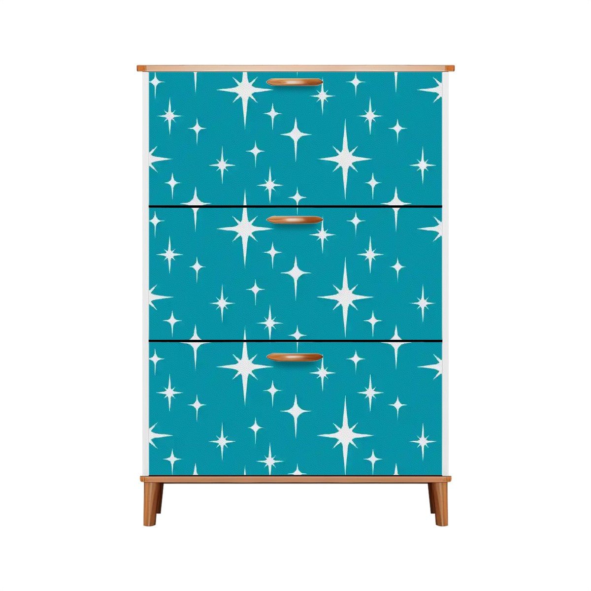 Kate McEnroe New York MCM Starburst Teal Shoe Cabinet, Retro Mid Century Modern Entry Storage ChestShoe Storage856oXZeU0s