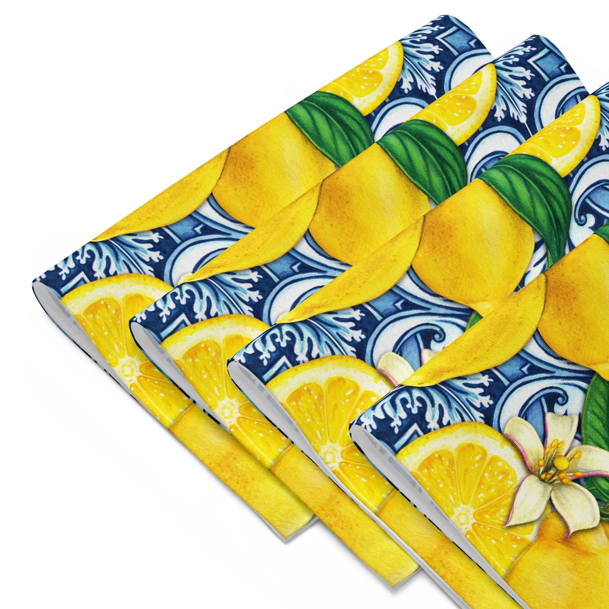 Kate McEnroe New York Mediterranean Citrus Cobalt Blue and Yellow Lemon and Tiles Set of 4 PlacematsPlacemats6496248_17484