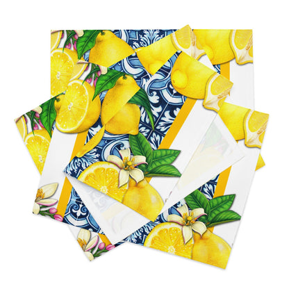 Kate McEnroe New York Mediterranean Citrus Cobalt Blue and Yellow Lemon and Tiles Set of 4 PlacematsPlacemats6496248_17484