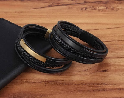 Kate McEnroe New York Men's Multi-layer Hand-Woven Leather Bracelet Bracelets