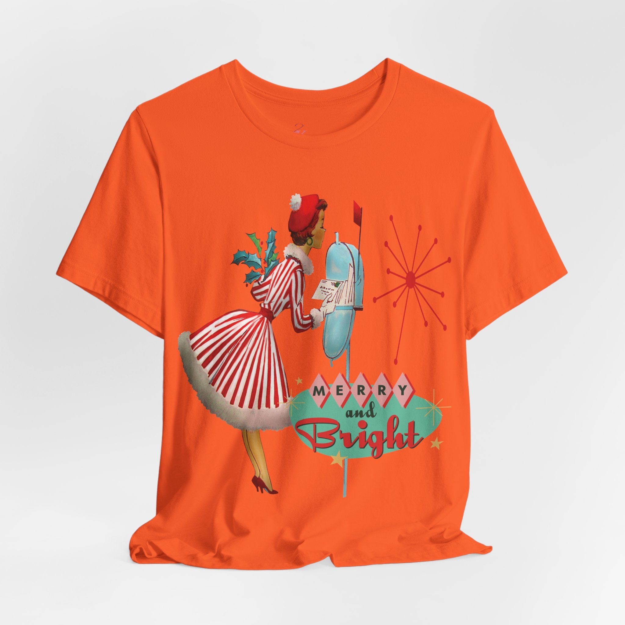 Kate McEnroe New York Merry and Bright Retro 50s Kitsch Christmas T-Shirt, Mid Century Modern Holiday Apparel, Vintage Christmas Card Art TeeT-Shirt31980775325459243348