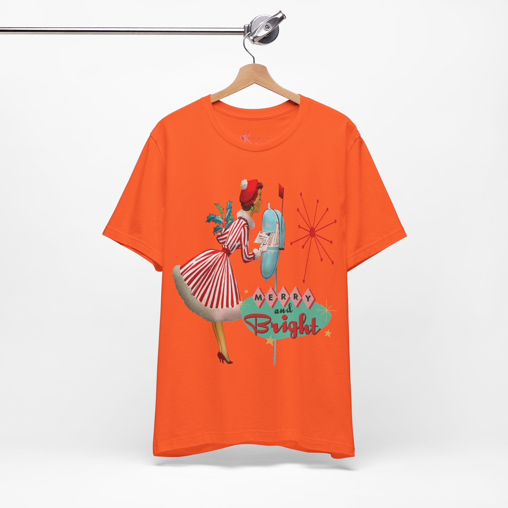 Kate McEnroe New York Merry and Bright Retro 50s Kitsch Christmas T-Shirt, Mid Century Modern Holiday Apparel, Vintage Christmas Card Art TeeT-Shirt31980775325459243348