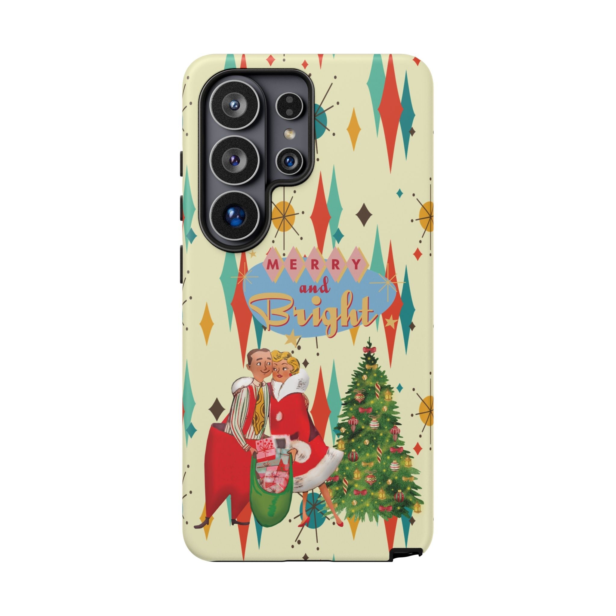 Kate McEnroe New York Merry and Bright Retro Christmas iPhone Case, 1950s Kitsch Mid Century Modern Holiday Cover, Atomic Starburst Vintage Phone AccessoryPhone Cases27924741877311401288