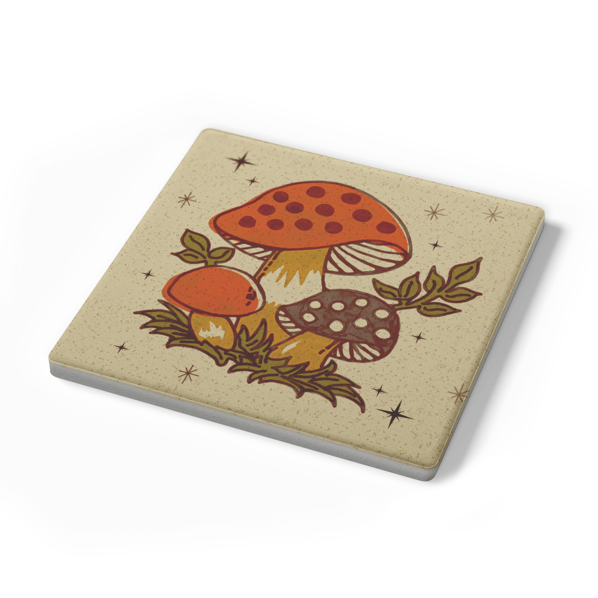 Kate McEnroe New York Merry Mushroom Coasters, Mid Century Modern Retro 70s Drinkware Set of 4Coasters7021