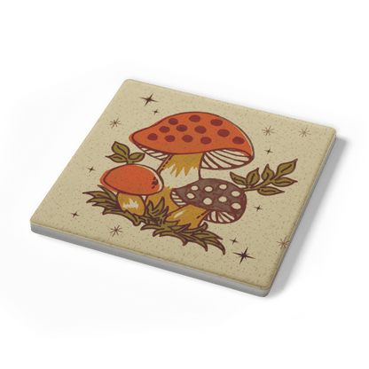 Kate McEnroe New York Merry Mushroom Coasters, Mid Century Modern Retro 70s Drinkware Set of 4Coasters7021