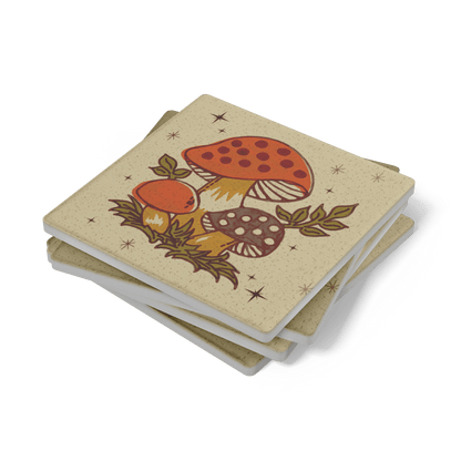 Kate McEnroe New York Merry Mushroom Coasters, Mid Century Modern Retro 70s Drinkware Set of 4Coasters7021