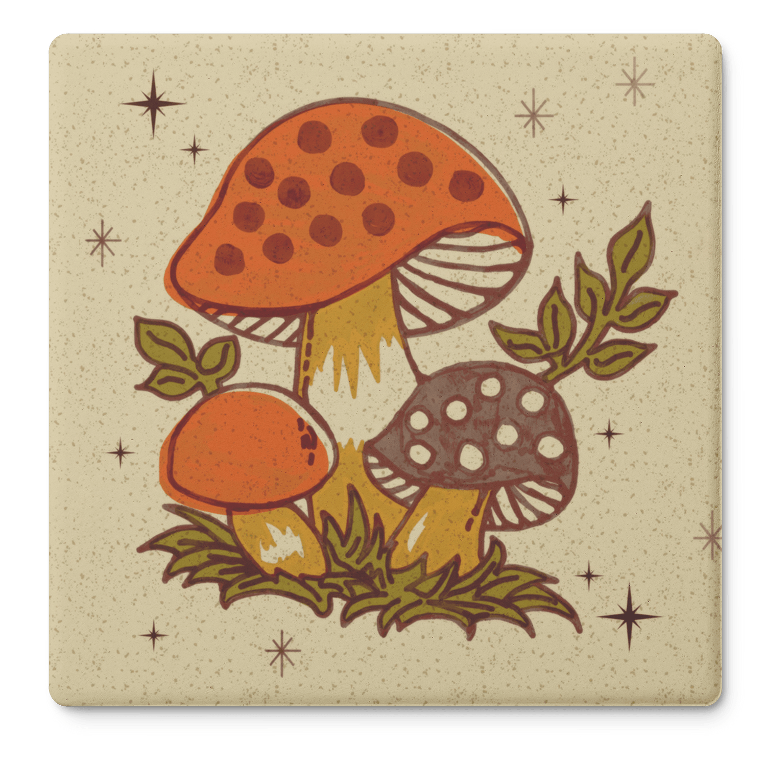 Kate McEnroe New York Merry Mushroom Coasters, Mid Century Modern Retro 70s Drinkware Set of 4Coasters7021