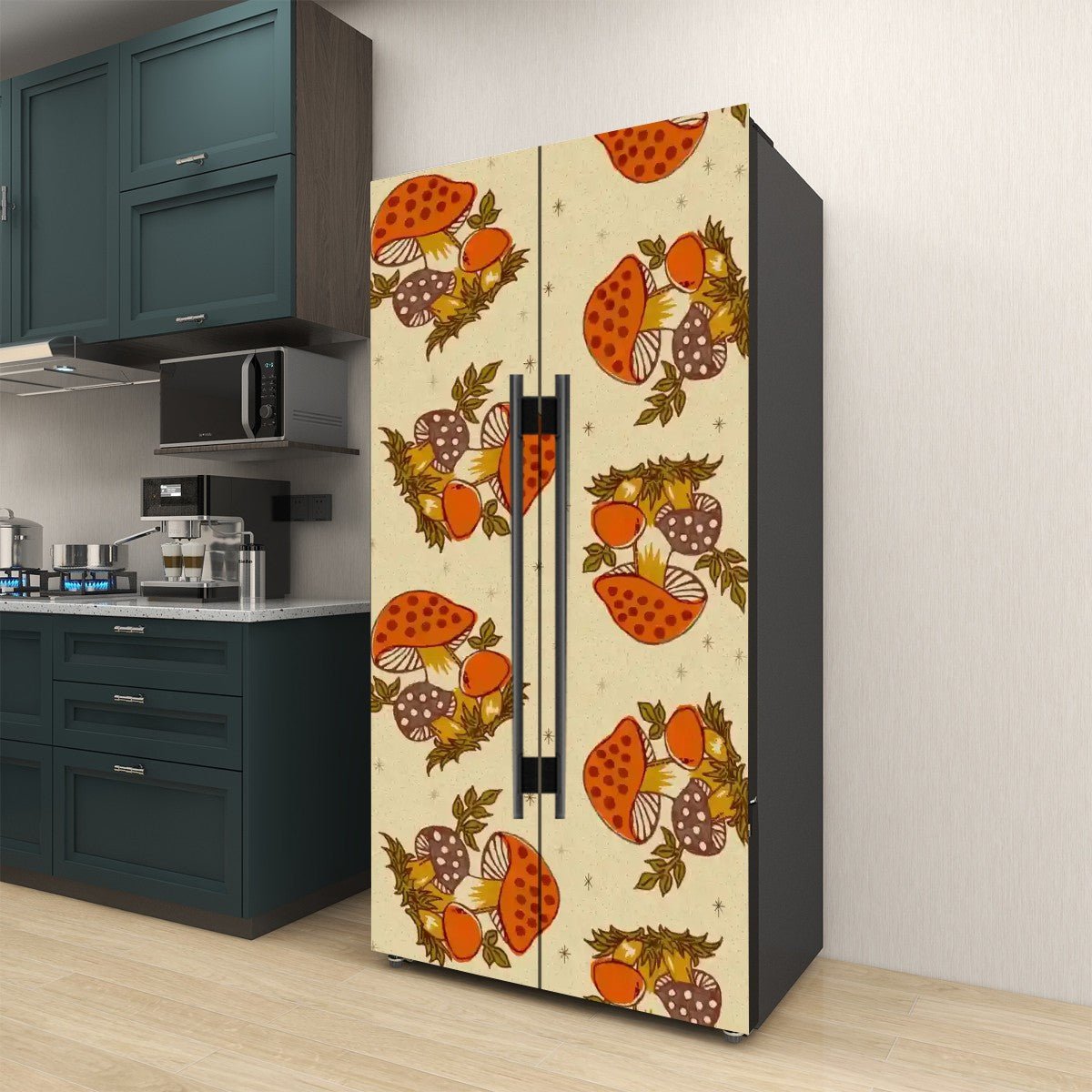 Kate McEnroe New York Merry Mushroom Cottagecore Retro Refrigerator Wrap, Mid Century Modern 70s DecorRefrigerator WrapsO6bYmuj6Sj