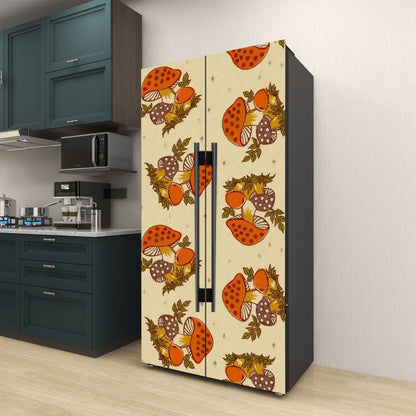 Kate McEnroe New York Merry Mushroom Cottagecore Retro Refrigerator Wrap, Mid Century Modern 70s DecorRefrigerator WrapsO6bYmuj6Sj