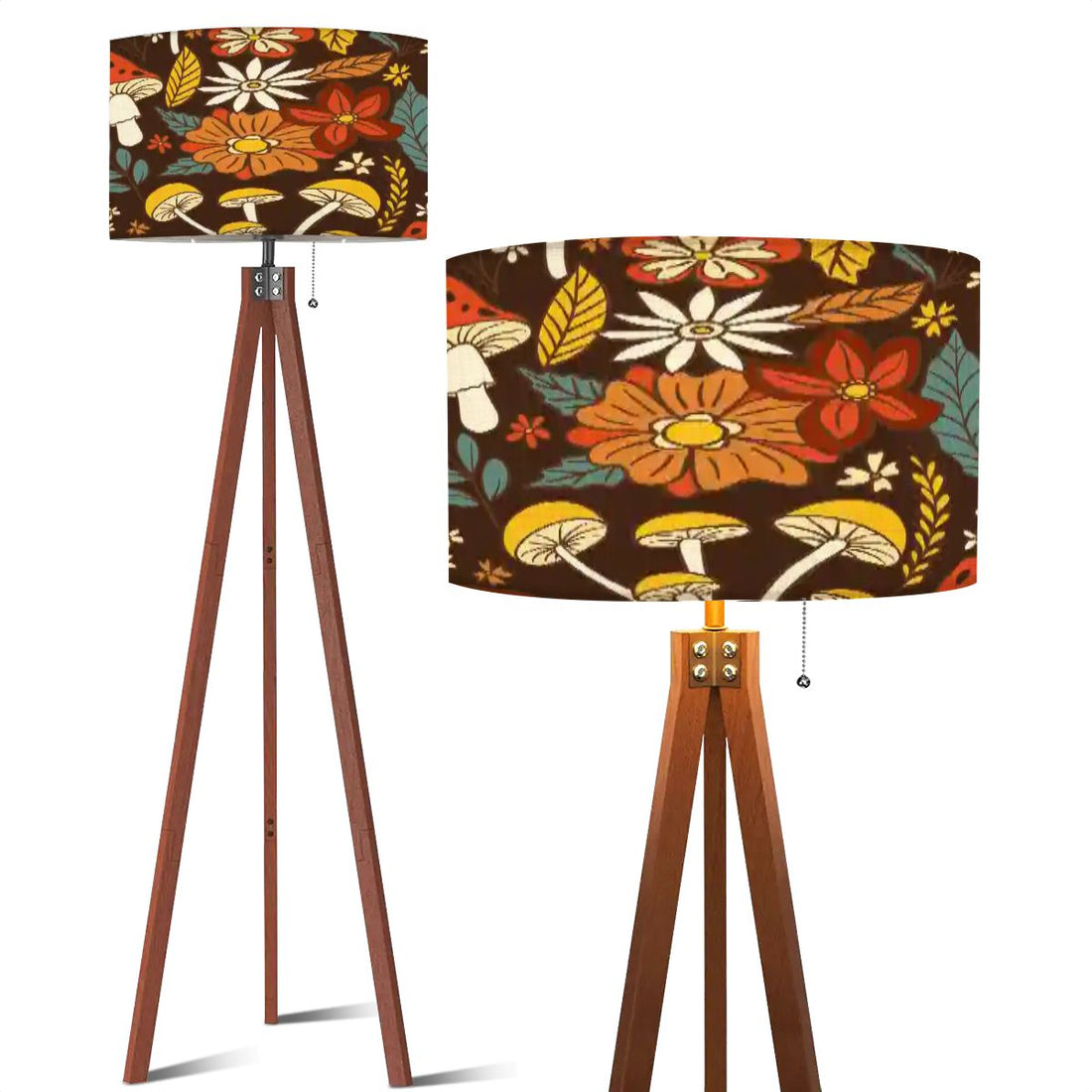 Kate McEnroe New York Merry Mushroom Floral Tripod Floor Lamp, Retro 70s Cottagecore LightingTripod Floor LampszNpRqB0LS8
