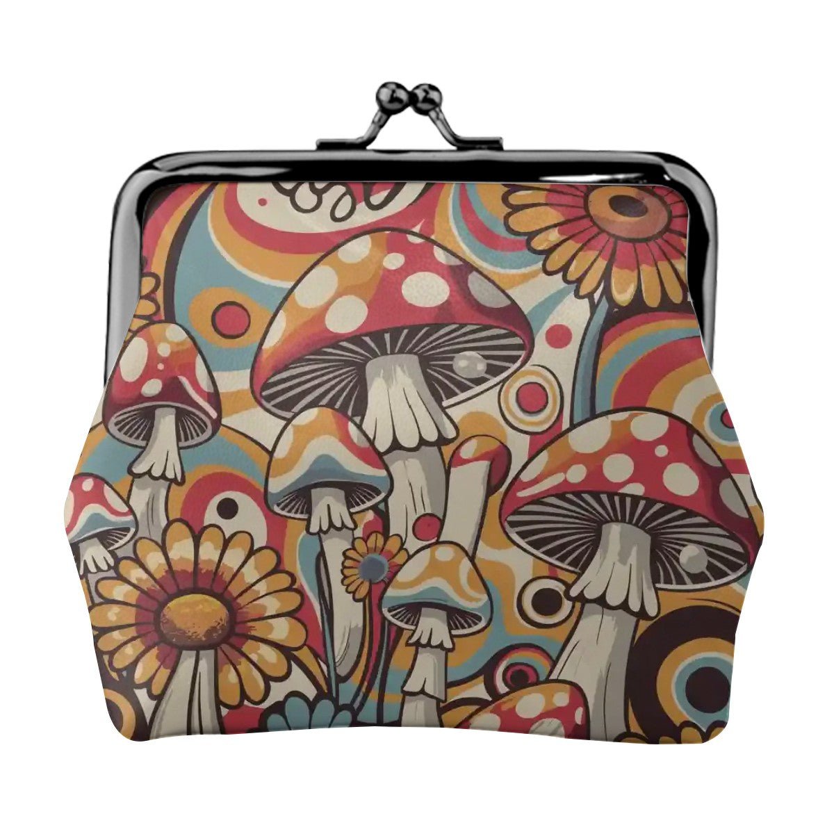 Kate McEnroe New York Merry Mushroom Kisslock Coin Purse, Groovy Retro 70s Psychedelic WalletCoin PursesouXDAOBm8Y