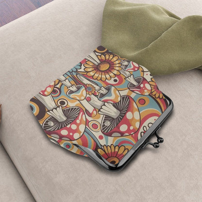 Kate McEnroe New York Merry Mushroom Kisslock Coin Purse, Groovy Retro 70s Psychedelic WalletCoin PursesouXDAOBm8Y