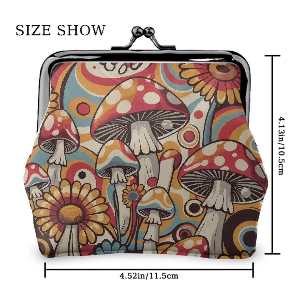 Kate McEnroe New York Merry Mushroom Kisslock Coin Purse, Groovy Retro 70s Psychedelic WalletCoin PursesouXDAOBm8Y