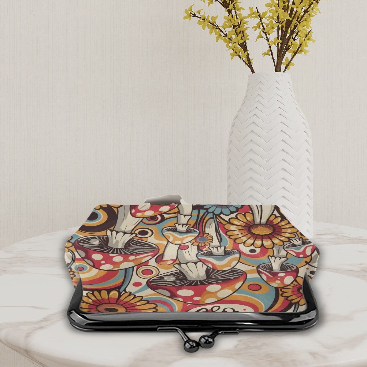 Kate McEnroe New York Merry Mushroom Kisslock Coin Purse, Groovy Retro 70s Psychedelic WalletCoin PursesouXDAOBm8Y