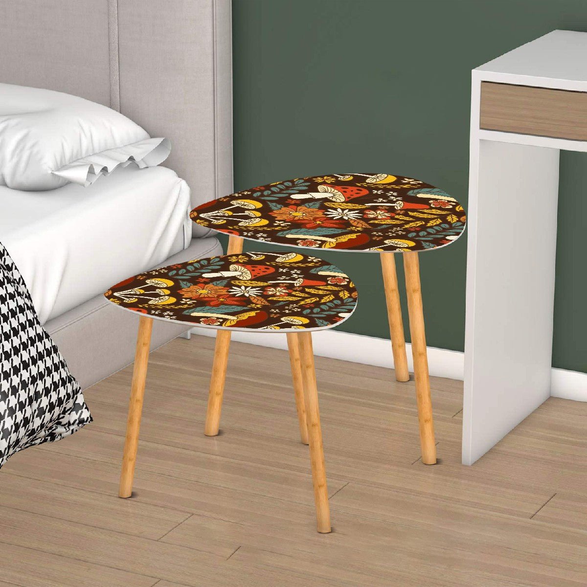 Kate McEnroe New York Merry Mushroom Nesting Tables, Mid Mod Floral Kitsch Accent FurnitureNesting Tablesy4e2sOtVBd