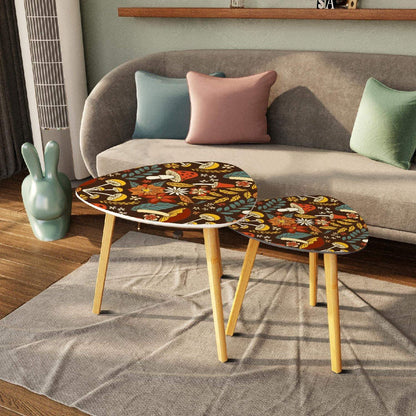 Kate McEnroe New York Merry Mushroom Nesting Tables, Mid Mod Floral Kitsch Accent FurnitureNesting Tablesy4e2sOtVBd