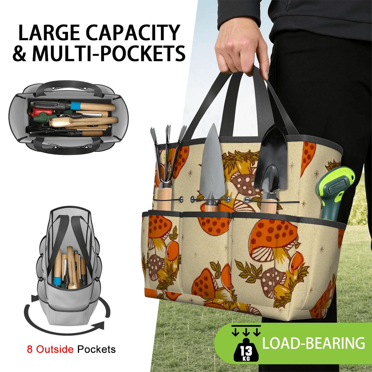 Kate McEnroe New York Merry Mushroom Retro 70s Kitschy Garden Tool Bag OrganizerGarden Tool Bag58JOLaOjm0