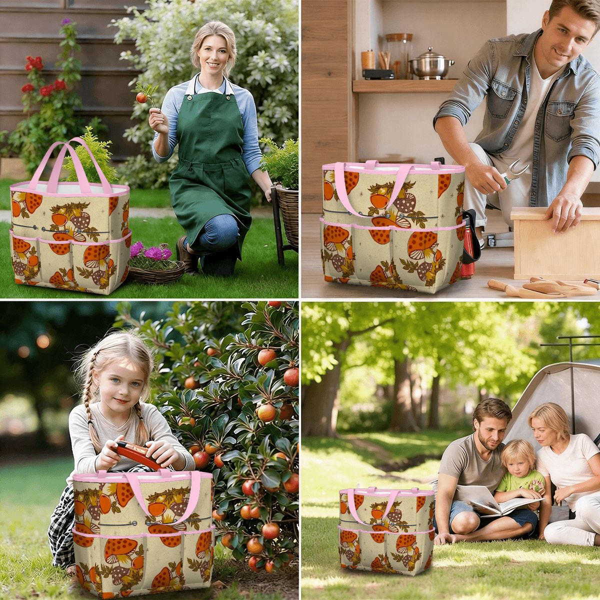 Kate McEnroe New York Merry Mushroom Retro 70s Kitschy Garden Tool Bag OrganizerGarden Tool BagSUWo6X7GMf