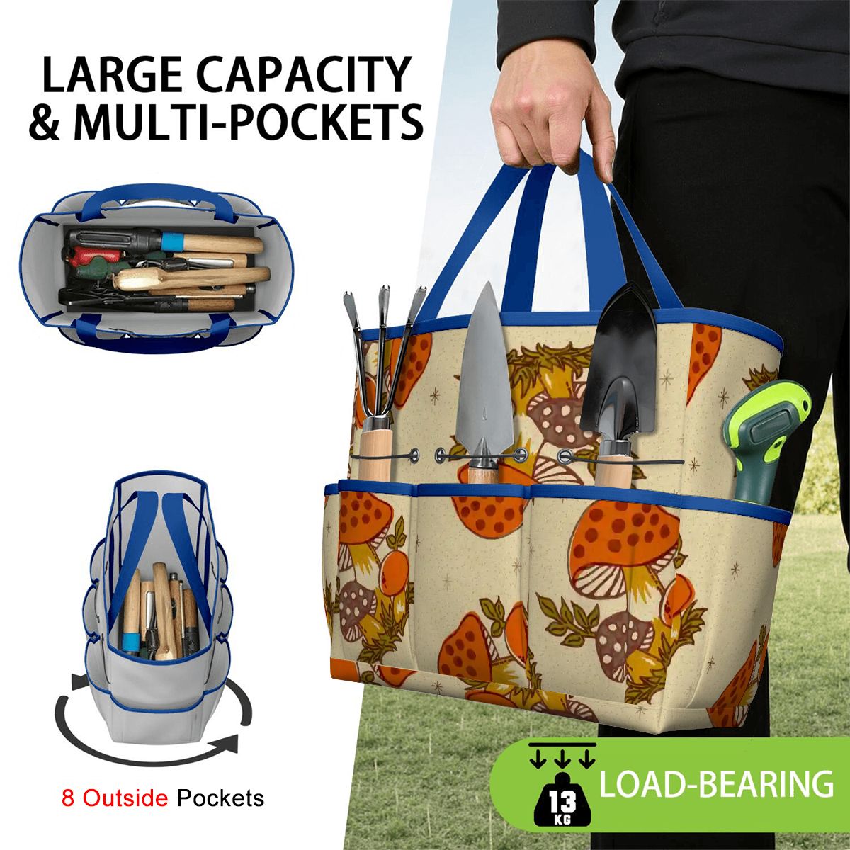 Kate McEnroe New York Merry Mushroom Retro 70s Kitschy Garden Tool Bag OrganizerGarden Tool BagSUWo6X7GMf