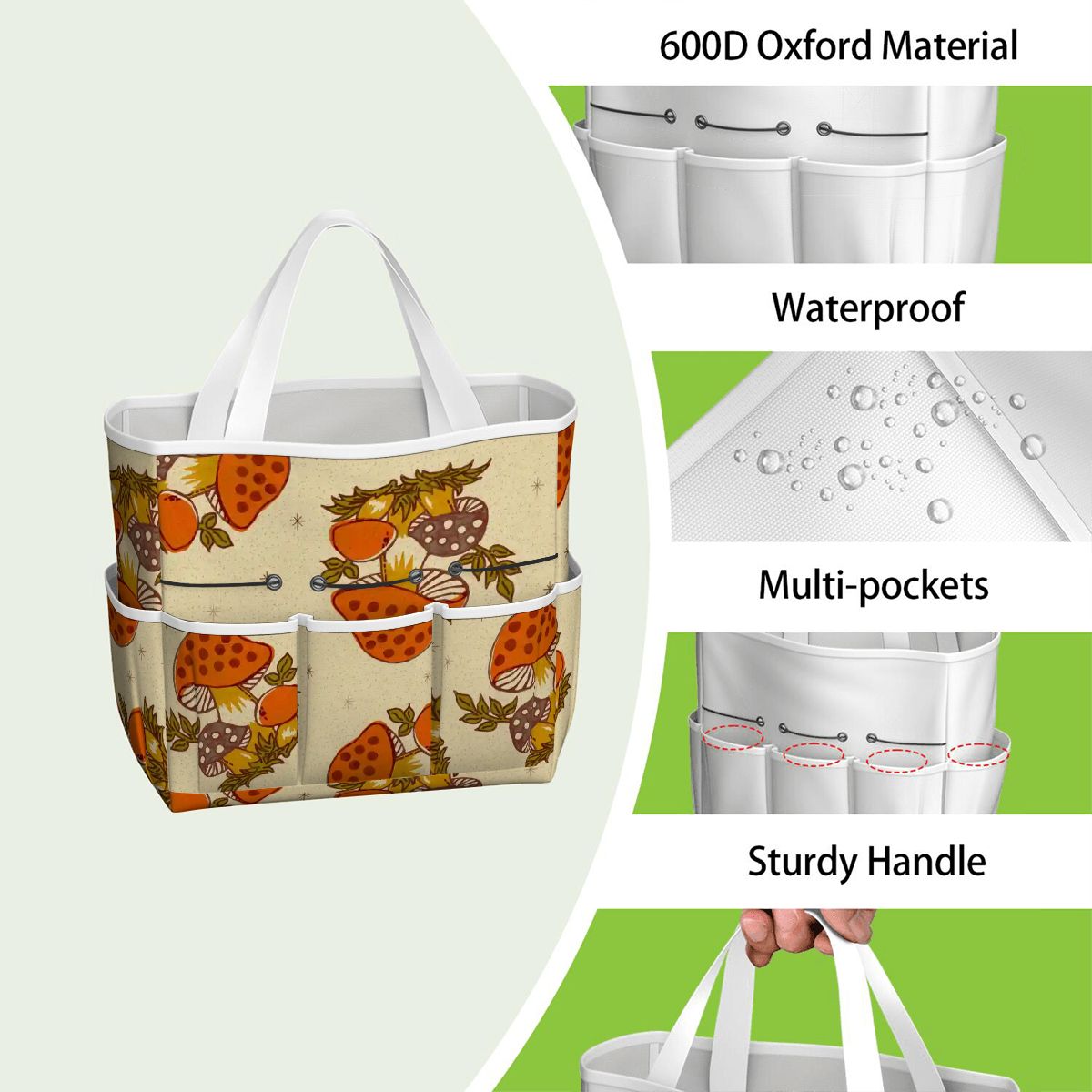 Kate McEnroe New York Merry Mushroom Retro 70s Kitschy Garden Tool Bag OrganizerGarden Tool BagSUWo6X7GMf