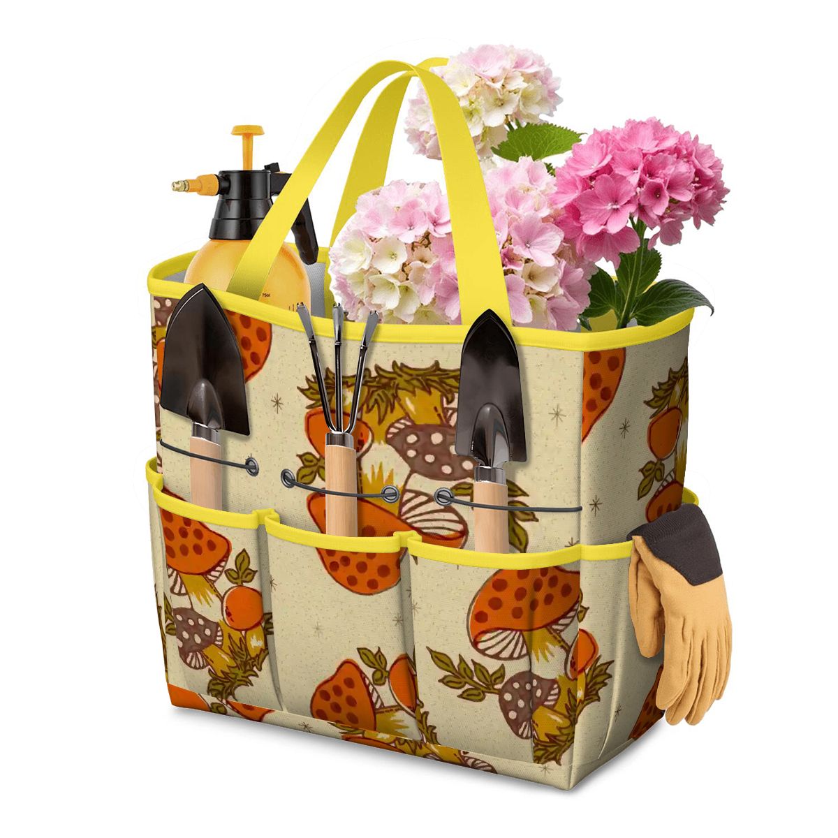 Kate McEnroe New York Merry Mushroom Retro 70s Kitschy Garden Tool Bag OrganizerGarden Tool BagSUWo6X7GMf